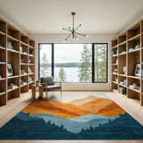 Layered Sunset Mountains Area Rug