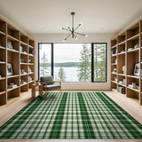 Green White Gingham Plaid Area Rug