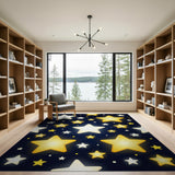Glowing Yellow Stars Kids Cartoon Area Rug