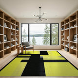 Yellow Bold Yellow Black Geometric Abstract Area Rug