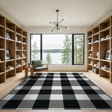 Rustic Farmhouse Black White Buffalo Plaid Area Rug