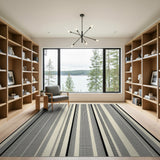Black and White Black White Vertical Stripe Geometric Area Rug