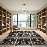 Rustic Framed Bernese Mountain Dog Portraits Rug