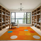 Vibrant Orange Overlapping Circles Area Rug