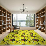 Vivid Yellow Sunflower Floral Area Rug