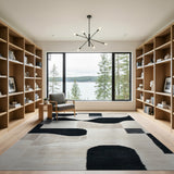 Abstract Black White Geometric Area Rug