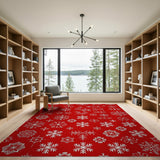 Red Snowflake Geometric Pattern Area Rug