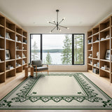 Ornate Green Border Traditional Persian Rug