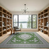 Ornate Green Persian Medallion Green Area Rug