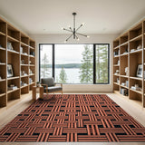 Orange Basketweave Geometric Area Rug