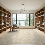 Gold Swirl Floral Beige Area Rug