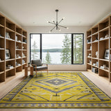 Yellow Grey Geometric Southwestern Rug