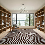 Swirling Brown Waves Abstract Area Rug