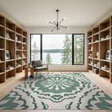 Green Sage Green Persian Medallion Area Rug