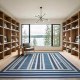Blue and Teal Modern Blue Striped Area Rug