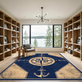 Nautical Compass Anchor Vintage Area Rug