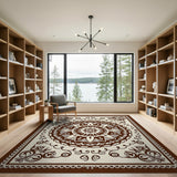Elegant Brown Mandala Persian Area Rug