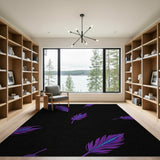 Purple Teal Feather Boho Area Rug