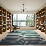 Teal Wave Abstract No. 10 Area Rug