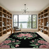 Floral Vintage Pink Roses Floral Area Rug