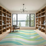 Mint Teal Wavy Abstract Area Rug