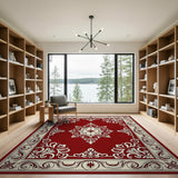 Traditional Persian Ornate Red Persian Area Rug with Floral Medallion