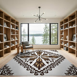 Ornate Tan Diamond Medallion Area Rug