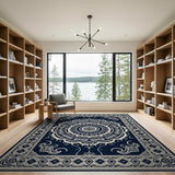 Navy Blue Mandala Persian Traditional Persian Area Rug