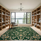 Emerald Traditional Persian Emerald Green Persian Floral Medallion Rug