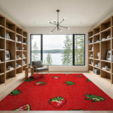 Playful Strawberry Frog Red Area Rug