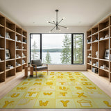 Playful Yellow Cartoon Alphabet Kids Rug