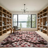 Pink Floral Vintage Cherry Blossom Pink Floral Area Rug