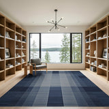 Blue and Teal Modern Blue Vertical Stripe Area Rug