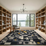 Black and White Geometric Abstract Black White Area Rug