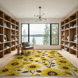 Vibrant Yellow Sunflower Meadow Area Rug