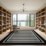 Black White Horizontal Stripe Area Rug