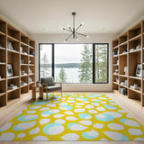 Sunny Yellow Teal Drop Abstract Area Rug