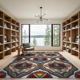 Vibrant Rainbow Tuxedo Frame Area Rug