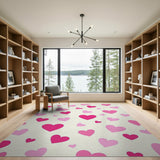 Whimsical Pink Hearts Scatter Area Rug
