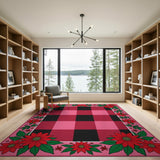 Poinsettia Plaid Check Area Rug