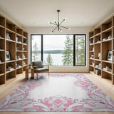 Ornate Pink Ornate Pink Floral Frame Area Rug