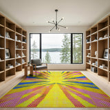 Vibrant Multi-Color Radiating Burst Area Rug