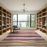 Wavy Layered Pink Red Abstract Area Rug
