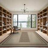 Framed Beige Basketweave Area Rug