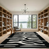 Black and White Geometric Modern Bold Black White Zebra Stripe Area Rug