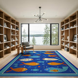 Playful Cartoon Fish Blue Area Rug