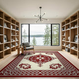 Red Floral Medallion Persian Traditional Persian Area Rug