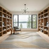 Geometric Modern Beige Wavy Abstract Area Rug