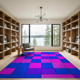 Vibrant Blue-Purple-Pink Geometric Patchwork Area Rug