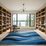 Modern Blue Wave Area Rug